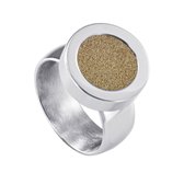 Quiges RVS Schroefsysteem Ring Zilverkleurig Glans 16mm met Verwisselbare Glitter Goudkleurig 12mm Mini Munt