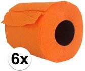 6x Oranje toiletpapier rol 140 vellen - Oranje thema feestartikelen decoratie - WC-papier/pleepapier