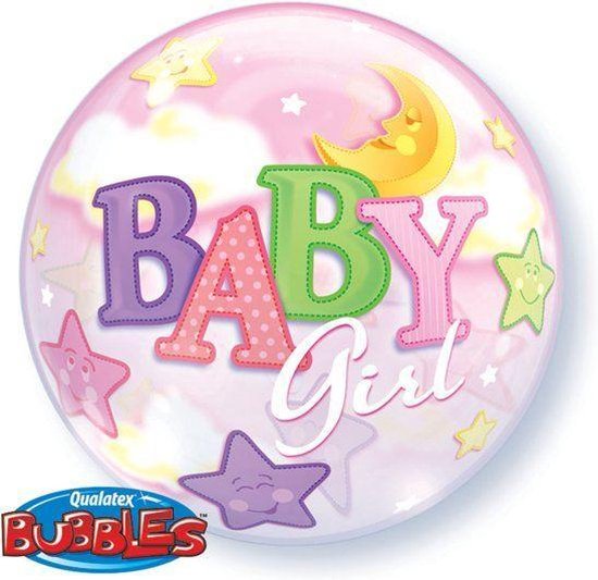 Qualatex - Folieballon - Bubbles - Baby girl - Zonder vulling - 56cm