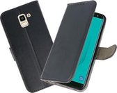 Zwart booktype wallet case Hoesje voor Samsung Galaxy J8