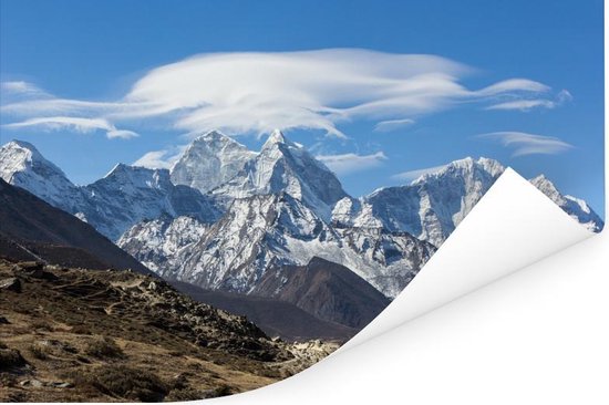 Himalaya-berg in Nepal Poster 180x120 cm - Foto print op Poster (wanddecoratie woonkamer / slaapkamer) / Azië Poster XXL / Groot formaat!