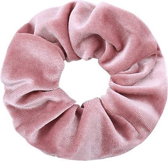 Velvet scrunchie/haarwokkel, oud roze