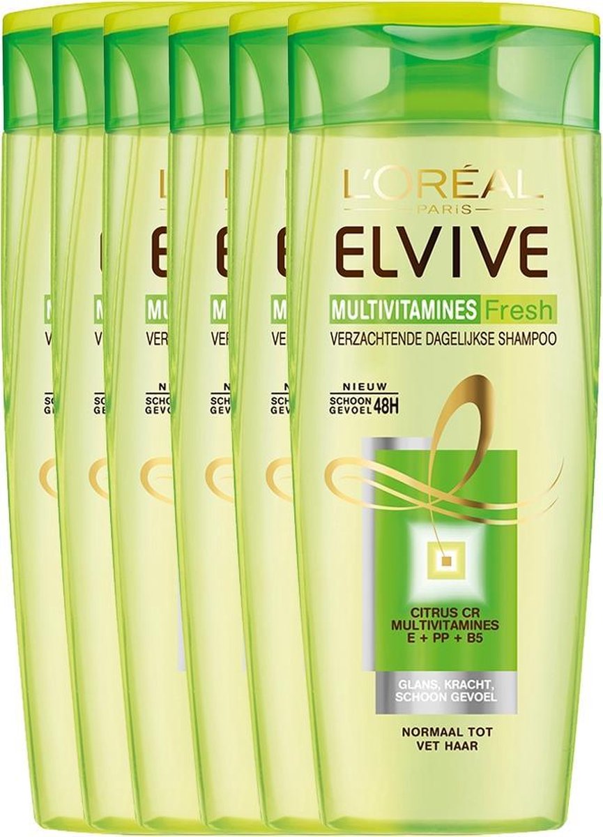 L'Oréal Paris Elvive Multivitamines Fresh - Voordeelverpakking 6 x 250 ml - Shampoo