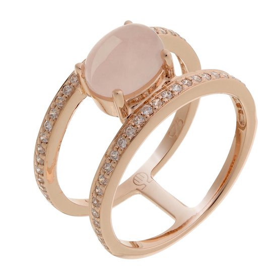 Orphelia ZR-7122/RG/54 Zilver Ring Rosegold Plated Two Lines Center Stone