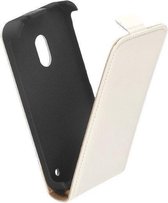 Nokia Lumia 620 Leder Flip Case hoesje Wit