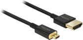 DeLOCK Dunne Micro HDMI - HDMI kabel - versie 2.0 (4K 60Hz) / zwart - 1,5 meter