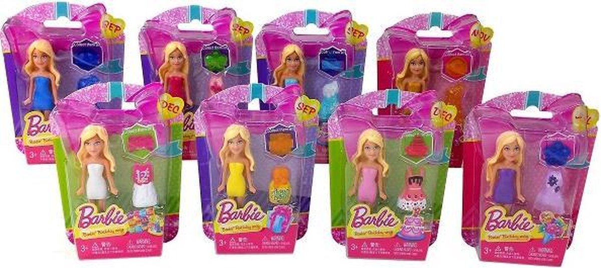 Jood Twee graden Vochtig Setje van 6 Barbie Birthday serie poppetjes / figuurtjes | bol.com