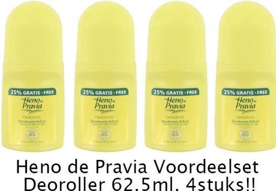 Heno de Pravia - 62,5 ml - Deodorant - 4 st - Voordeelverpakking
