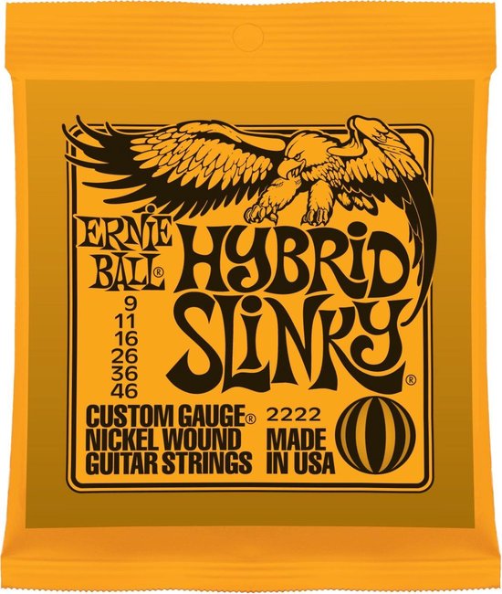 Ernie Ball Hybrid Slinky 2222 - Gitaarsnaren voor elektrisch gitaar .009 - .046