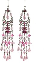 Behave ® - oorhangers dames lang met hangers roze