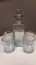 Whiskey set - Mannen Cadeau - 4 glazen - 1 karaf - Glas - Goud