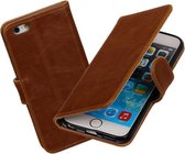 MiniPrijzen - Bruin vintage lederlook bookcase voor de iPhone 6 wallet hoesje flip cover iPhone 6 telefoonhoesje - smartphone hoesje - beschermhoes