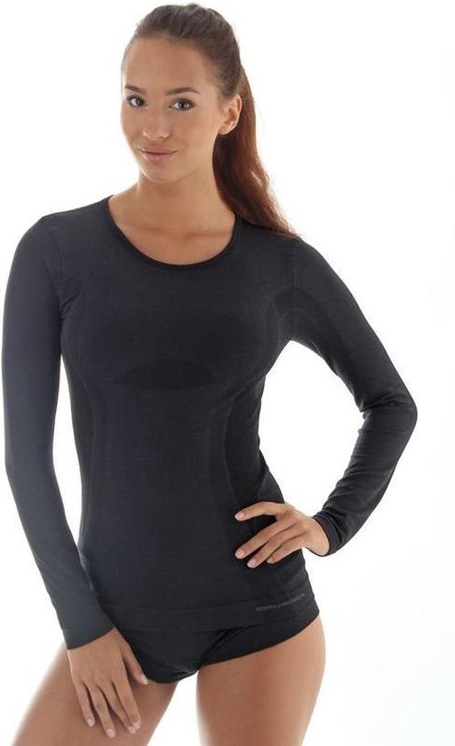 Brubeck Comfort | Maillot de corps sans couture pour femme avec laine mérinos - Manches longues - Noir - XL
