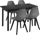 Eethoek Lendava 5-delig tafel met 4 stoelen zwart en grijs