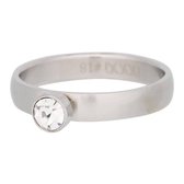 iXXXi JEWELRY - Vulring - Zirconia ring 1 steens Cristal - Mat Zilver - 4mm - Maat 19