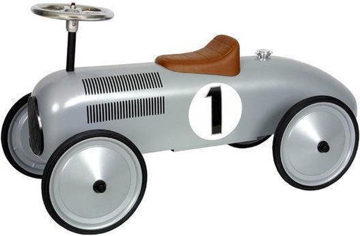 Metalen Loopauto Racer Zilver