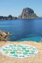 Mycha Ibiza – roundie – rond strandlaken – happy skull – groen – 100% katoen – franje