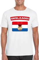 Geslaagd thema vlag t-shirt wit heren 2XL