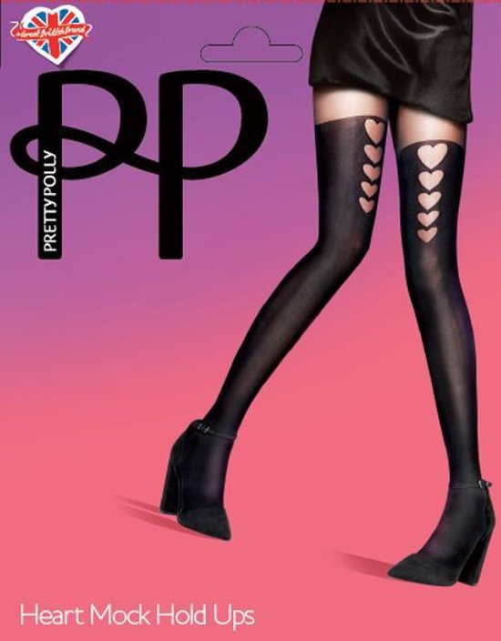 Pretty Polly Panty - Fashion - Heart Mock - Hold Up Panty - One Size - 36/42 - Zwart