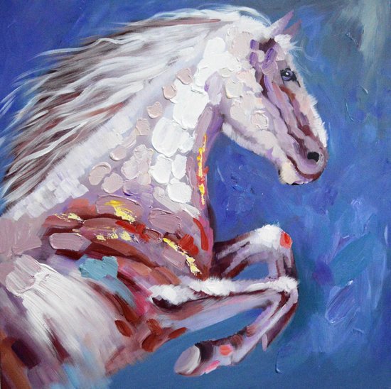 Peinture cheval 80 x 80 Artello - Peint à la main - Peinture de salon -  Peinture de... | bol