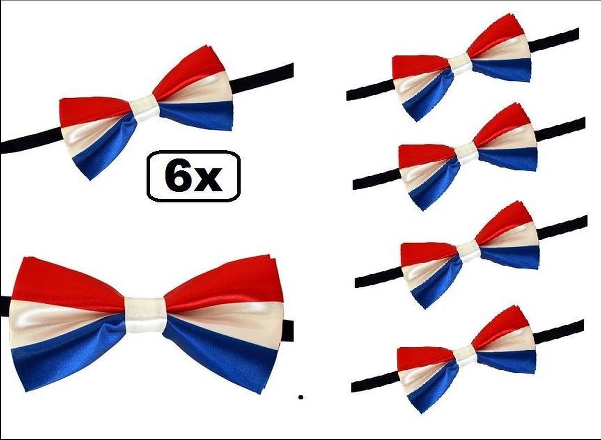 6x Strik satijn Holland - Nederland Koningsdag Ek voetbal thema feest festival