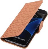 Mobieletelefoonhoesje.nl - Samsung Galaxy S7 Edge Hoesje Slang Bookstyle Licht Roze