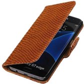 Mobieletelefoonhoesje.nl - Samsung Galaxy S7 Edge Hoesje Slang Bookstyle Bruin