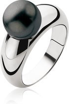 ZINZI zilveren ring parel zwart 10mm ZIR456Z