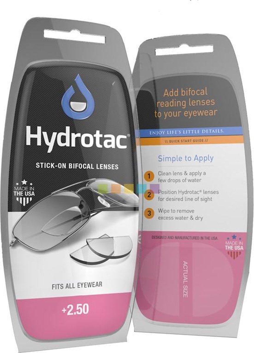 Hydrotac Press-on Bifocal leeslenzen sterkte +2.50 - Plaklens