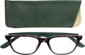 Lilly&june Leesbril Havana en Donkergroen +1.5 - Met Bijpassend Etui