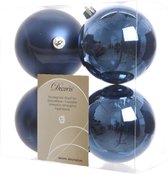 4 stuks Kerstbal plastic glans-mat diameter 10cm nacht blauw KSD