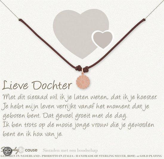 Simply Because Lieve Dochter! Wax-armband (roségoud, bedel bloem) 18-20 cm  | bol.com