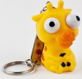 Leuk kado met naam sleutelhanger pop out giraffe  - geel