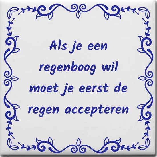 Wijsheden tegeltje met spreuk over Weer: Als je een regenboog wil moet je  eerst de... | bol