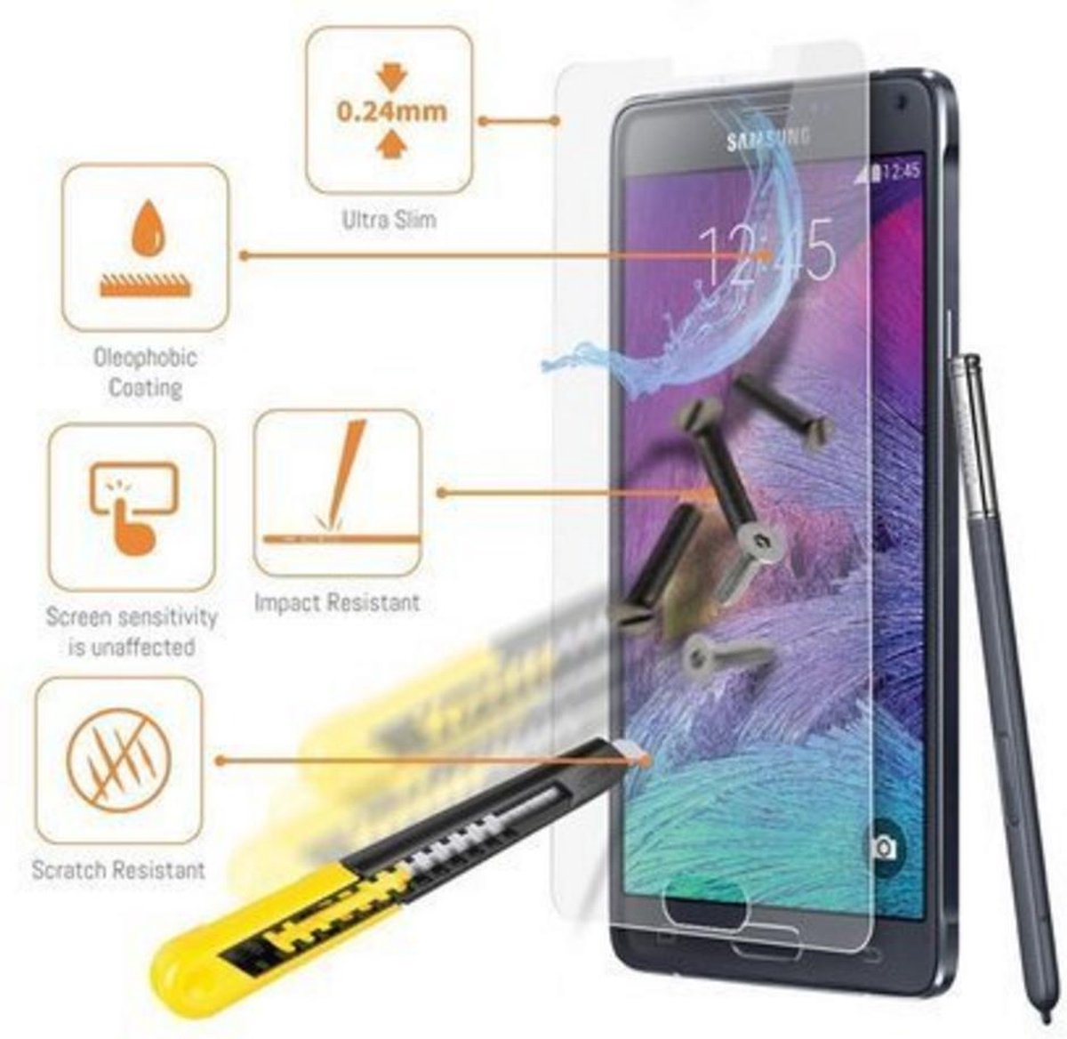 Samsung Galaxy Note 4 Glazen Screen protector Tempered Glass 2.5D 9H (0.3mm)