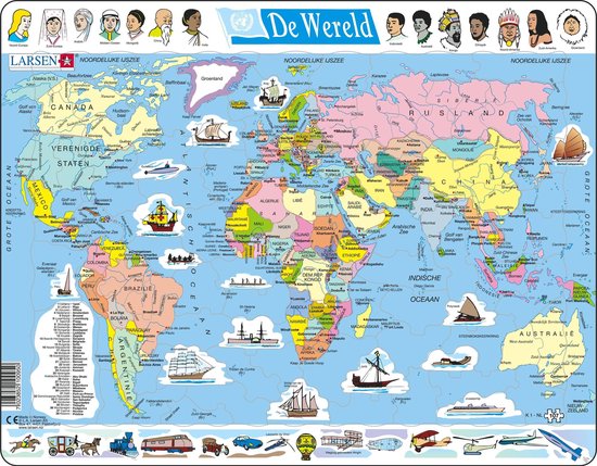 Puzzel Maxi Kaart - Wereld - 107 stukjes