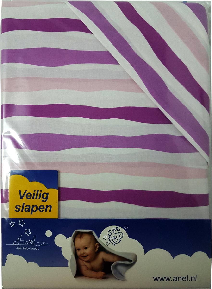 ANEL - ledikantlaken met sloop - Kleur: Paars Ziggy - Formaat: 120x150cm