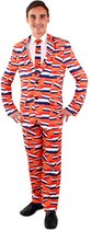 PartyXplosion - 100% NL & Oranje Kostuum - Nederland Oranje Driekleur Vlaggetjes - Man - Rood / Wit / Blauw, Oranje - Maat 54 - Carnavalskleding - Verkleedkleding