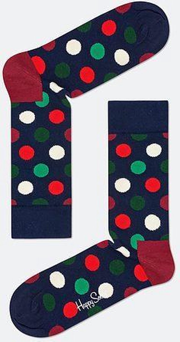 Happy Socks Big Dot Sokken - Blauw/Rood/Groen - Maat 36-40