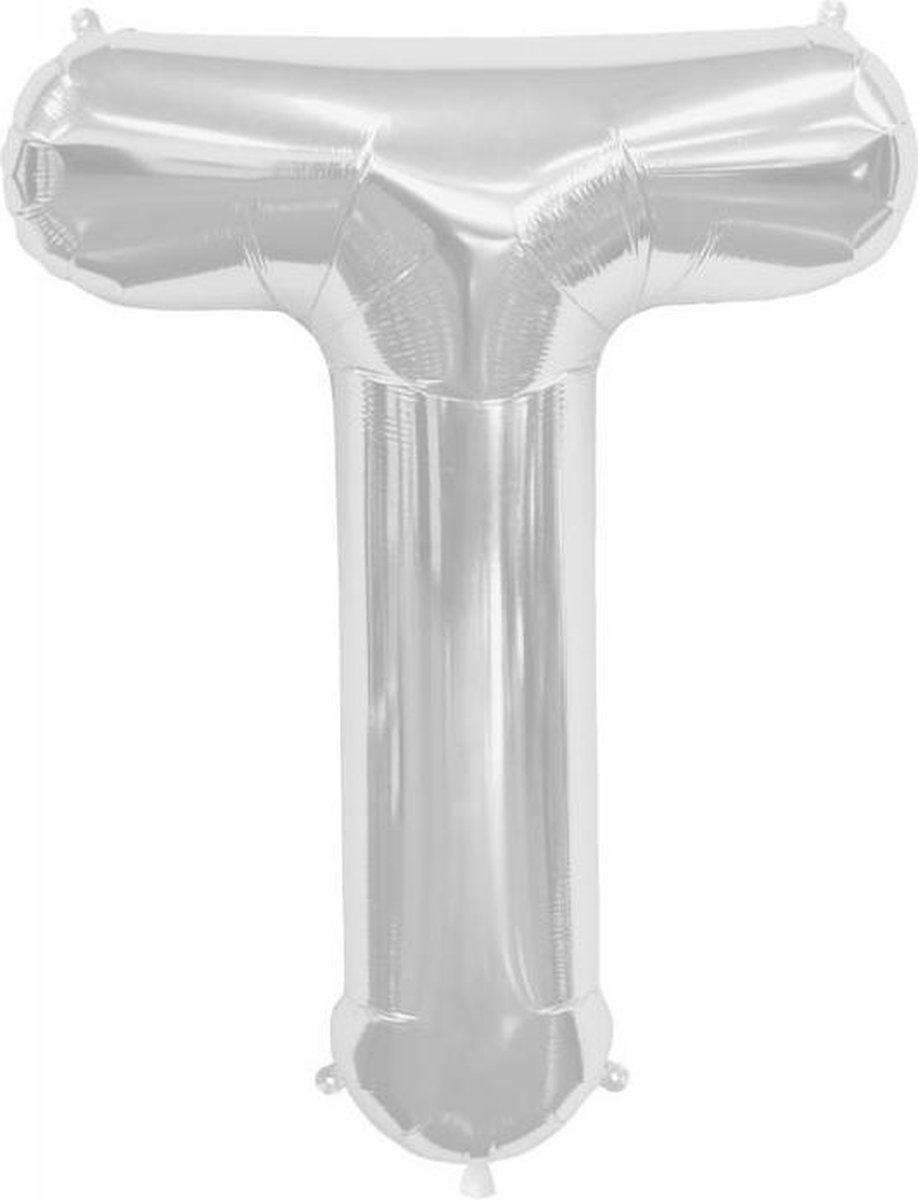 Letter T Zilver helium 86cm