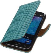 Mobieletelefoonhoesje.nl - Slang Bookstyle Hoesje voor Samsung Galaxy J1 Turquoise