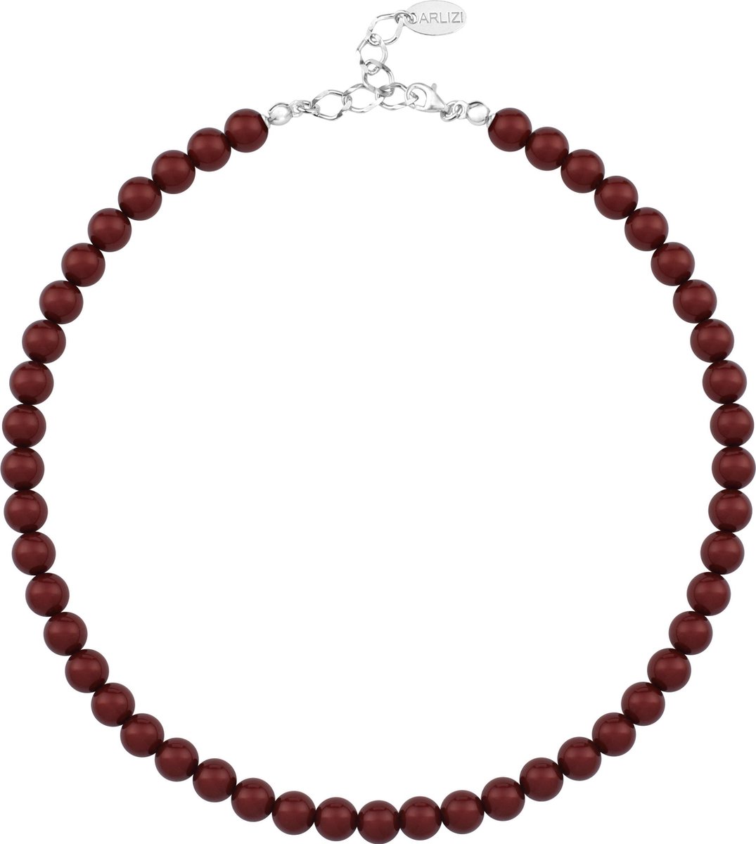 ARLIZI 1169 Parelketting bordeaux rood 8mm - sterling zilver - 44 cm