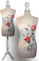 Artistic flower design paspop met witte sparkling driepoot 32/34
