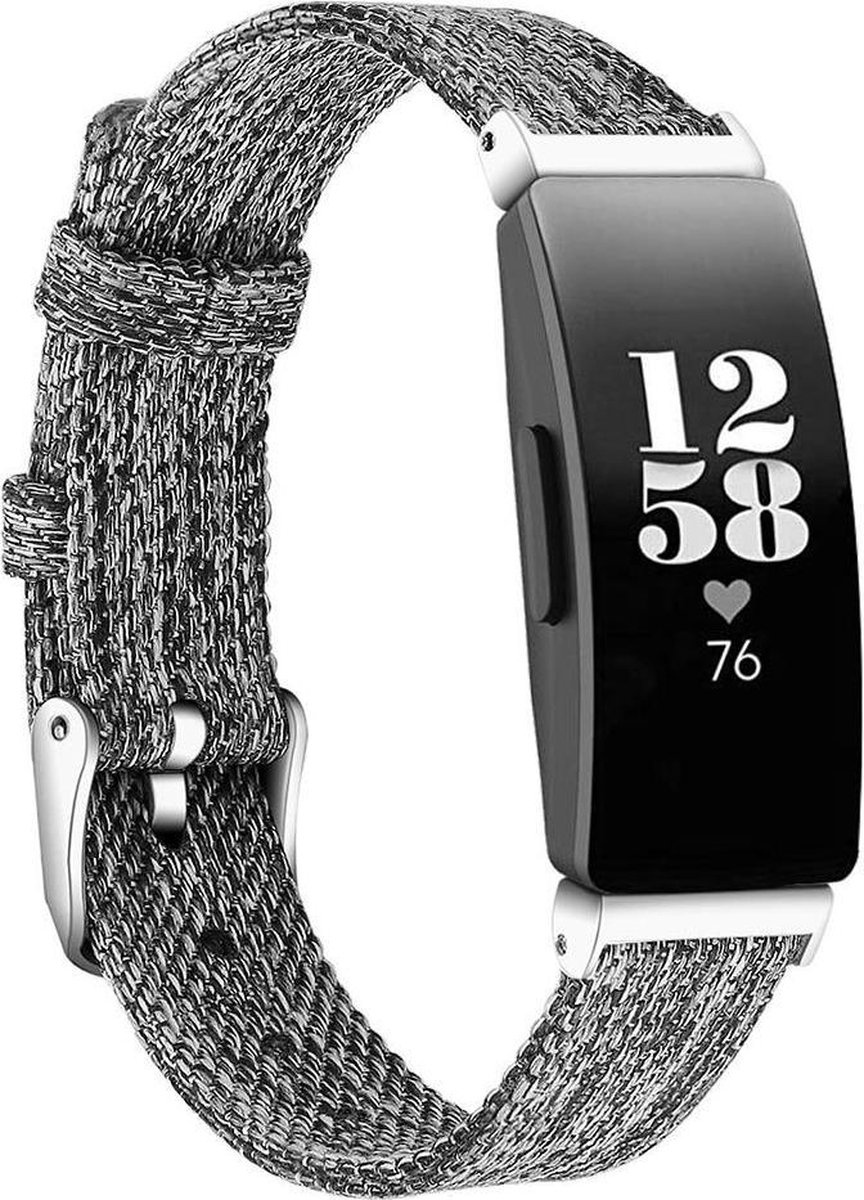KELERINO. Denim bandje geschikt voor Fitbit Inspire (HR) - 2 - Donker Grijs