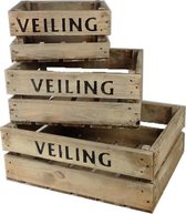 Fruitkist met tekst "VEILING" 3 delig