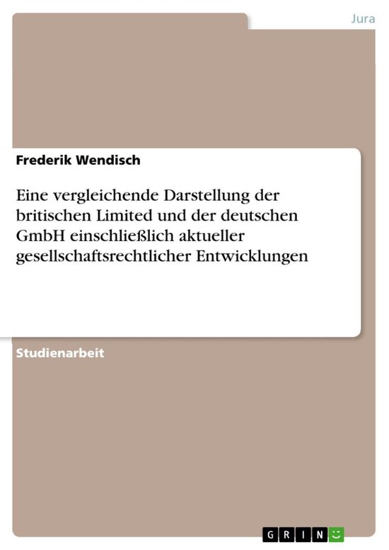 Eine Vergleichende Darstellung Der Britischen Limited Und De ... - cover
