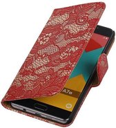 Mobieletelefoonhoesje.nl - Samsung Galaxy A7 Hoesje Bloem Bookstyle Rood