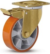 PU zwaarlast zwenkwiel geremd met topplaat - 200mm - 800kg