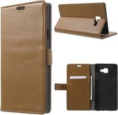 Litchi Cover wallet case hoesje Samsung Galaxy A3 2016 bruin