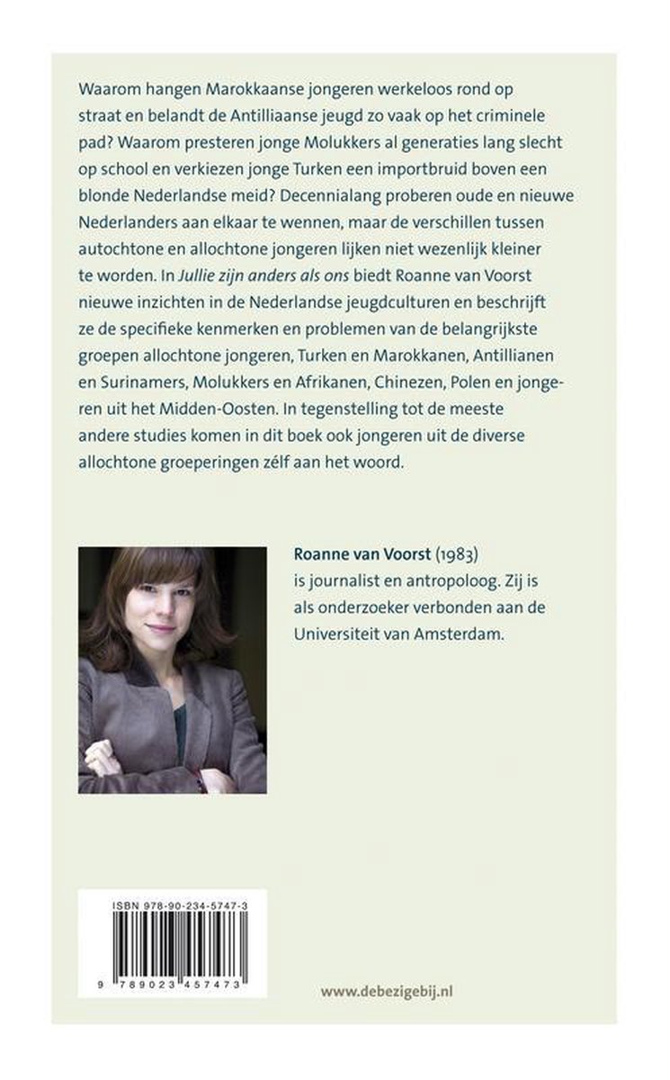 Boekcover met de titel 'Jullie zijn anders als ons' en de naam Roanne van Voorst.